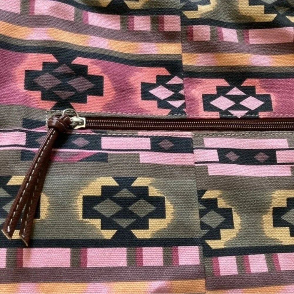 Aztec Hobo Boho Large Bag Purse Tassels Multi Colored VEGAN by Union Bay